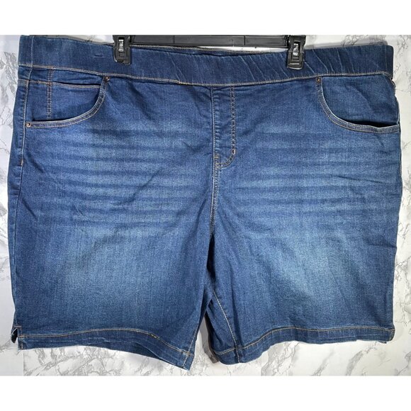 Terra & Sky Pants - NWT Terra & Sky Womens Plus Size Denim Pull On Bermuda Shorts 4X Dark Wash